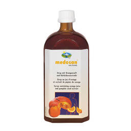 Abbildung: Medosan Orangensaft- und Kürbiskernextrakt Sirup Sirup, 250 ml PZN 08030878