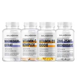 Abbildung: Sparset Knochen Vitamin D3 + C + Zink + Magnesium 4tlg Kombipackung, 1 St PZN 08031421