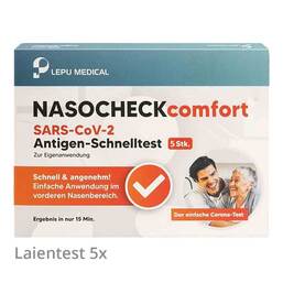 Abbildung: NASOCHECK comfort SARS-CoV-2 Antigen Selbsttest Nasentest Test, 5 St PZN 08031569