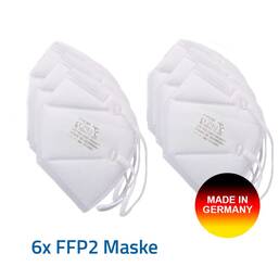 Abbildung: Atemschutzmaske FFP2 Made in Germany Gesichtsmaske, 6 St PZN 08031638