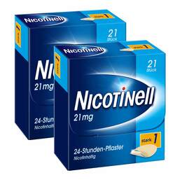 Abbildung: NICOTINELL 21 mg / 24-Stunden-Nikotinpflaster, Pflasterstärke Stark (1) 2x21 St, Pflaster transdermal PZN 08032140