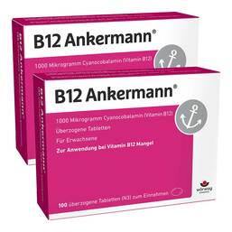 Abbildung: B12 Ankermann 1000 µg Vitamin B12 Tabletten hochdosiert 2x100 St, Überzogene Tabletten PZN 08032294