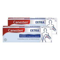 Abbildung: Canesten EXTRA Creme gegen Haut- und Fußpilzerkrankungen 2x50 g, Creme PZN 08032328