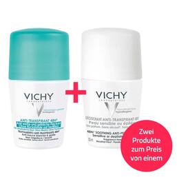 Abbildung: 2 für 1 Vichy Deo Roll-On Anti Flecken + Sensitiv Stifte, 2x50 ml PZN 08032377