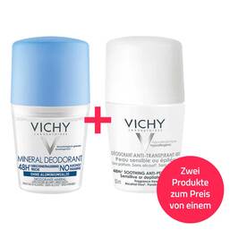 Abbildung: 2 für 1 Vichy Deo Roll-On Mineral + Sensitiv Stifte, 2x50 ml PZN 08032380
