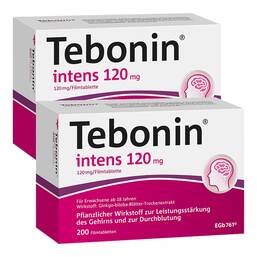 Abbildung: TEBONIN® intens 120 mg Filmtabletten 2x200 St, Filmtabletten PZN 08032522
