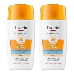 Abbildung: Eucerin Sun Fluid Hydro Protect Face hell LSF 50 + 2x50 ml, Creme PZN 08032567