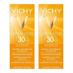 Abbildung: Vichy Capital Soleil Mattierendes Sonnen-Fluid LSF 30 für das Gesicht 2x50 ml, Milch PZN 08032573
