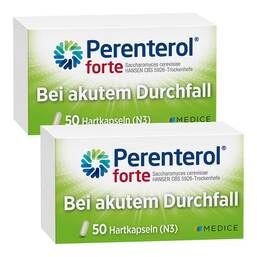 Abbildung: Perenterol® forte 250 mg bei akutem Durchfall & zur Vorbeugung 2x50 St, Hartkapseln PZN 08032634