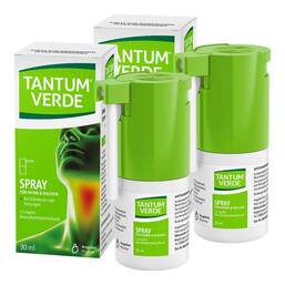 Abbildung: Tantum Verde 1,5 mg/ml Spray zur Anwendung in der Mundhöhle 2x30 ml, Spray PZN 08032645