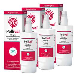 Abbildung: Pollival® Augentropfen mit Azelastin 3x10 ml, Augentropfen PZN 08032648