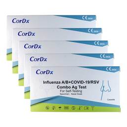 Abbildung: Cordx Influenza A / B + Covid-19 / RSV Combo Ag La 5x1 St, Test PZN 08032706