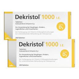 Abbildung: Dekristol 1.000 I.E. Tabletten 2x200 St, Tabletten PZN 08032733