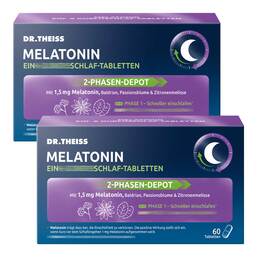 Abbildung: Dr. Theiss Melatonin Ein- & Durchschlaf-Tabletten 2x60 St, Tabletten PZN 08032829 