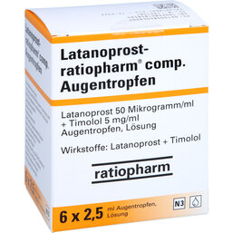 Abbildung: Latanoprost ratiopharm comp. Augentropfen 6X2.5 ml, Augentropfen PZN 08404300