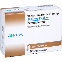 Abbildung: Valsartan Zentiva comp.160 mg / 12,5 mg Filmtabletten 56 St, Filmtabletten PZN 08409467