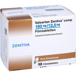 Abbildung: Valsartan Zentiva comp.160 mg / 12,5 mg Filmtabletten 98 St, Filmtabletten PZN 08409473