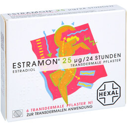 Abbildung: Estramon 25 transdermale Pflaster 6 St, Pflaster transdermal PZN 08416355