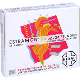 Abbildung: Estramon 25 transdermale Pflaster 24 St, Pflaster transdermal PZN 08416378