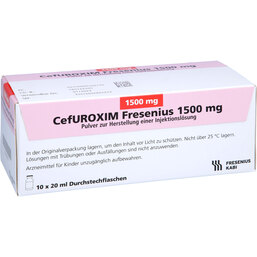 Abbildung: Cefuroxim Fresenius 1500 mg Trockensubstanz ohne Lösungsmittel 10 St, Pulver zur Herstellung einer Injektionslösung PZN 08420279