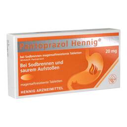 Abbildung: Pantoprazol Hennig b.Sodbrennen 20 mg magensaftresistent Tabletten 7 St, Tabletten magensaftresistent PZN 08439965
