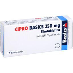 Abbildung: Cipro Basics 250 mg Filmtabletten 14 St, Filmtabletten PZN 08440170