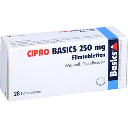 Abbildung: Cipro Basics 250 mg Filmtabletten 28 St, Filmtabletten PZN 08440187