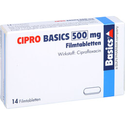 Abbildung: Cipro Basics 500 mg Filmtabletten 14 St, Filmtabletten PZN 08440193