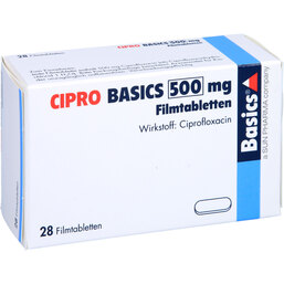 Abbildung: Cipro Basics 500 mg Filmtabletten 28 St, Filmtabletten PZN 08440201