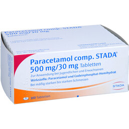 Abbildung: Paracetamol comp. STADA 500 mg / 30 mg Tabletten 100 St, Tabletten PZN 08452374