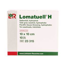 Abbildung: Lomatuell H Salbentüll 10x10 cm st.23315 10 St, Verband PZN 08454864