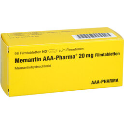 Abbildung: Memantin AAA Pharma 20 mg Filmtabletten 98 St, Filmtabletten PZN 08455705