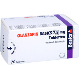 Abbildung: Olanzapin Basics 7,5 mg Tabletten 70 St, Tabletten PZN 08468122