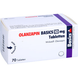 Abbildung: Olanzapin Basics 10 mg Tabletten 70 St, Tabletten PZN 08468145