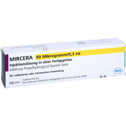Abbildung: Mircera 50 Mikrogramm / 0,3 ml Injektionslösung i.e.Fert.-S. 1 St, Injektionslösung in einer Fertigspritze PZN 08472164