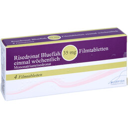 Abbildung: Risedronat Bluefish 35 mg Filmtabletten 4 St, Filmtabletten PZN 08472508