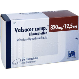 Abbildung: Valsacor comp.320 mg / 12,5 mg Filmtabletten 56 St, Filmtabletten PZN 08473436