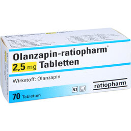 Abbildung: Olanzapin ratiopharm 2,5 mg Tabletten 70 St, Tabletten PZN 08474594