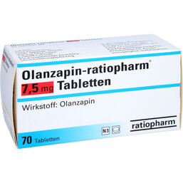 Abbildung: Olanzapin ratiopharm 7,5 mg Tabletten 70 St, Tabletten PZN 08474766