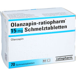 Abbildung: Olanzapin ratiopharm 15 mg Schmelztabletten 70 St, Schmelztabletten PZN 08475441