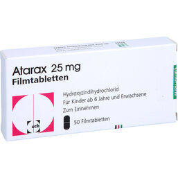 Abbildung: Atarax 25 mg Filmtabletten 50 St, Filmtabletten PZN 08491664