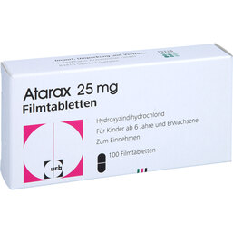 Abbildung: Atarax 25 mg Filmtabletten 100 St, Filmtabletten PZN 08491670