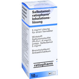 Abbildung: Salbutamol ratiopharm Inhalationslösung 10 ml, Lösung für einen Vernebler PZN 08527095