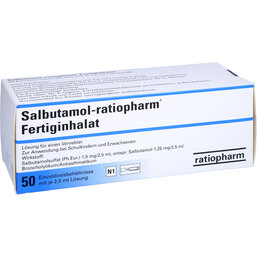 Abbildung: Salbutamol ratiopharm Fertiginhalation Inhalationsampulle 50X2.5 ml, Lösung für einen Vernebler PZN 08527126