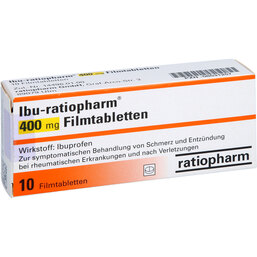 Abbildung: Ibu Ratiopharm 400 mg Filmtabletten 10 St, Filmtabletten PZN 08531257