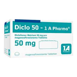 Abbildung: Diclo 50 1A Pharma magensaftresistente Tabletten 50 St, Tabletten magensaftresistent PZN 08533664