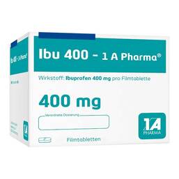 Abbildung: Ibu 400 1A Pharma Filmtabletten 20 St, Filmtabletten PZN 08533776