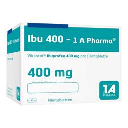 Abbildung: Ibu 400 1A Pharma Filmtabletten 50 St, Filmtabletten PZN 08533782