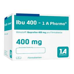 Abbildung: Ibu 400 1A Pharma Filmtabletten 100 St, Filmtabletten PZN 08533799