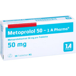 Abbildung: Metoprolol 50 1A Pharma Tabletten 30 St, Tabletten PZN 08533871